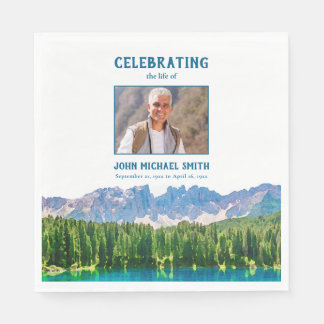 Mountains Funeral Order of Service Photo Memorial Napkin