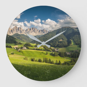 Mountains   Funes Valley, Dolomites, Italy Large Clock