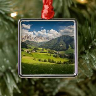 Mountains   Funes Valley, Dolomites, Italy Metal Tree Decoration