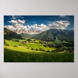 Mountains Funes Valley, Dolomites, Italy Poster