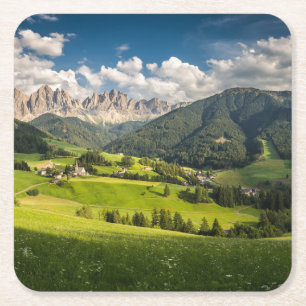 Mountains   Funes Valley, Dolomites, Italy Square Paper Coaster