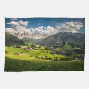Mountains Funes Valley, Dolomites, Italy Tea Towel
