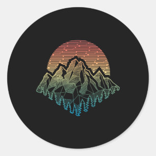 Mountains Geometry Outdoor Retro Camping Hiking Cl Classic Round Sticker