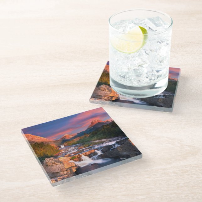 Mountains | Glacier National Park, Montana Glass Coaster (Angled)