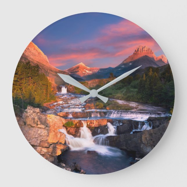 Mountains | Glacier National Park, Montana Large Clock (Front)