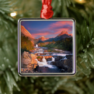 Mountains   Glacier National Park, Montana Metal Tree Decoration