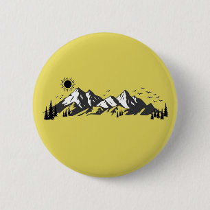 Mountains graphic  6 cm round badge