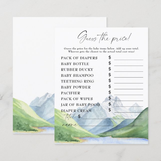 Mountains - Guess the price Game (Front/Back)