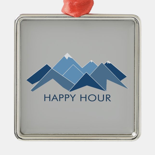 Mountains Happy Hour Metal Tree Decoration (Front)