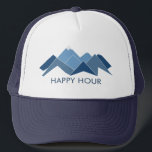 Mountains Happy Hour Trucker Hat<br><div class="desc">Happy hour for you is your time in the mountains. This cool design shows a mountain landscape with elegant blue colours.</div>