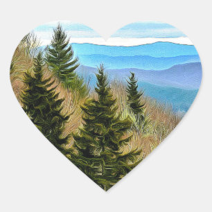 Mountains Heart Sticker