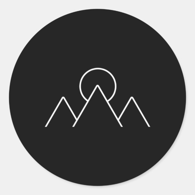 Mountains Hiking Camg Minimalism Geometric Classic Round Sticker (Front)
