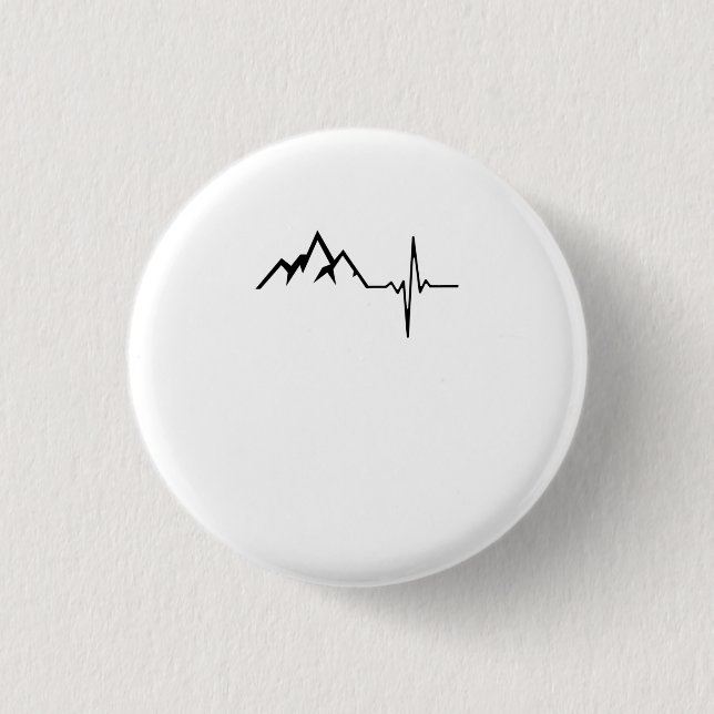 Mountains Hiking Heartbeat 3 Cm Round Badge (Front)