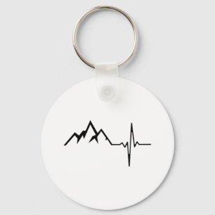 Mountains Hiking Heartbeat Key Ring
