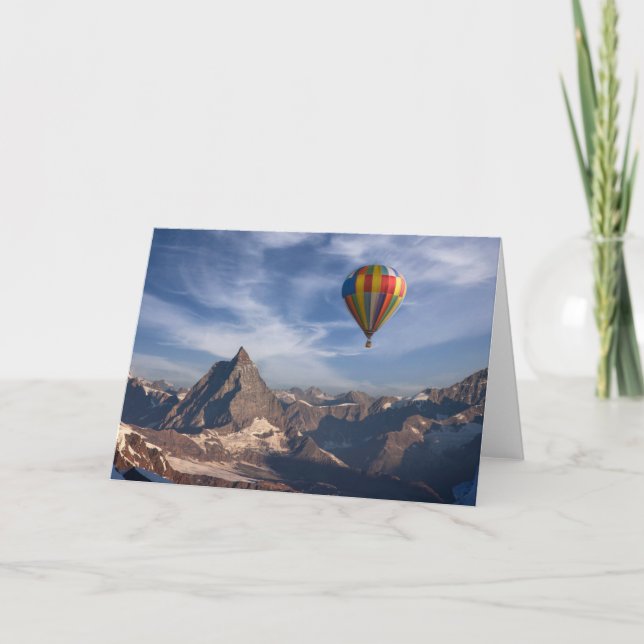 Mountains | Hot Air Balloon Matterhorn Swiss Alps Card (Front)