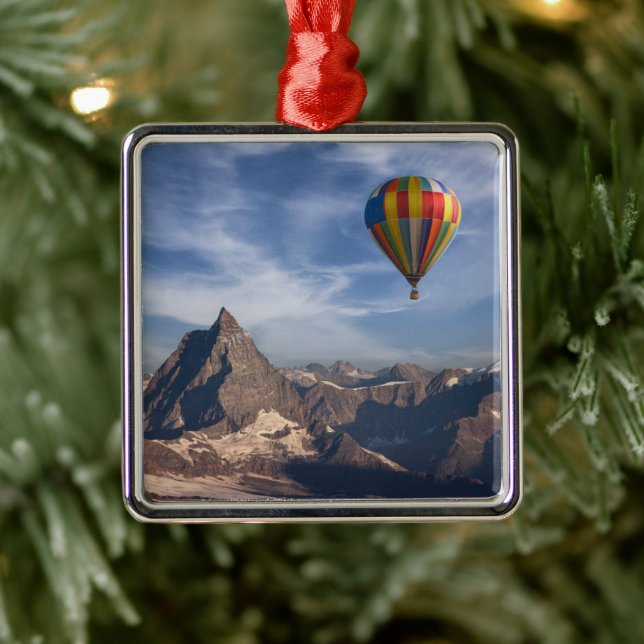 Mountains | Hot Air Balloon Matterhorn Swiss Alps Metal Tree Decoration (Tree)