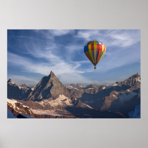 Mountains   Hot Air Balloon Matterhorn Swiss Alps Poster