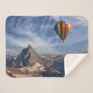 Mountains   Hot Air Balloon Matterhorn Swiss Alps Sherpa Blanket