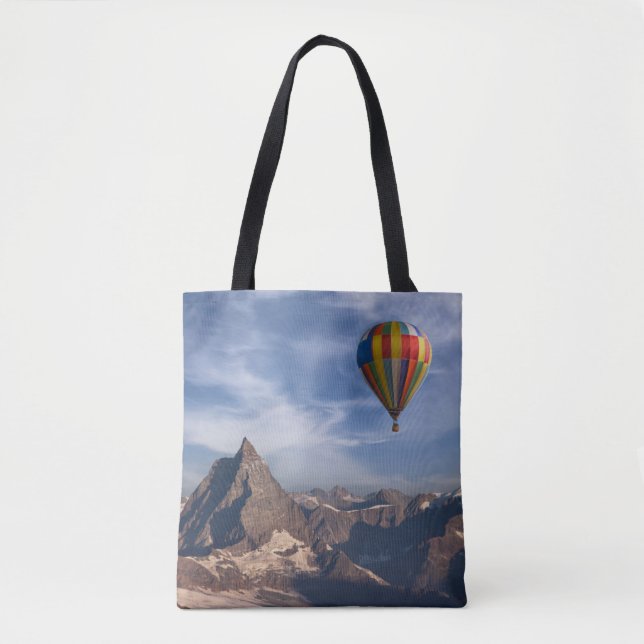 Mountains | Hot Air Balloon Matterhorn Swiss Alps Tote Bag (Front)