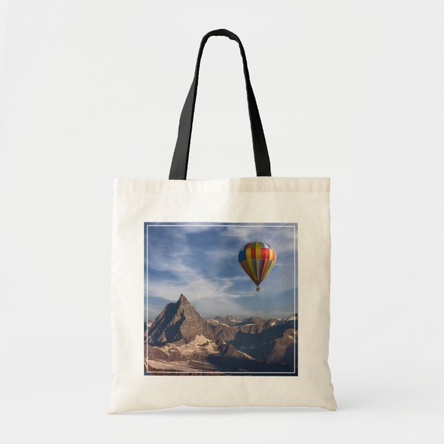 Mountains | Hot Air Balloon Matterhorn Swiss Alps Tote Bag (Front)