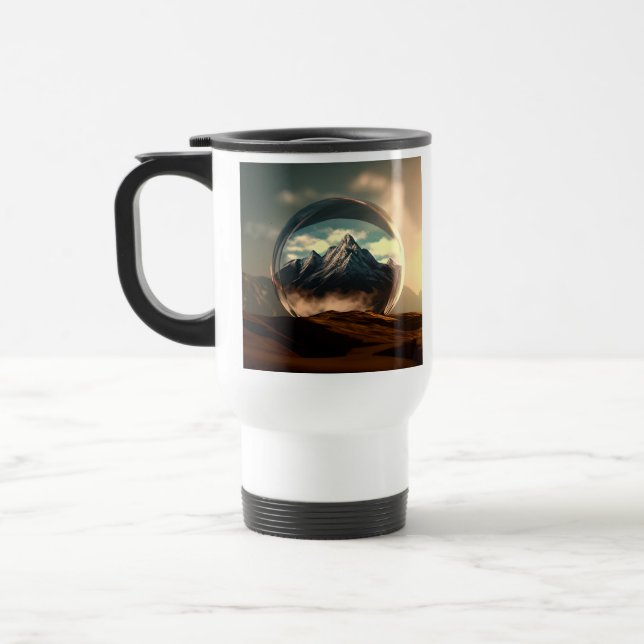 Mountains in a Bubble Globe Travel Mug (Left)