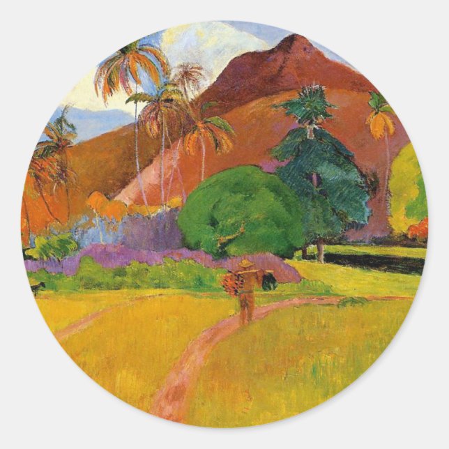 'Mountains in Tahiti' - Paul Gauguin Sticker (Front)