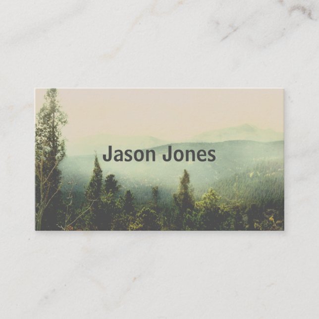 mountains in the fog nature landscape photo art business card (Front)