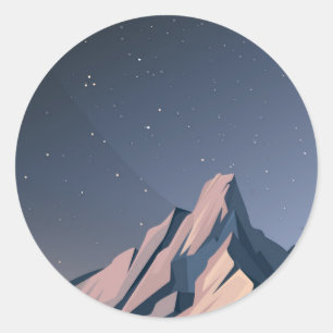 Mountains in the night classic round sticker