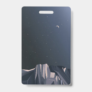 Mountains in the night ID badge