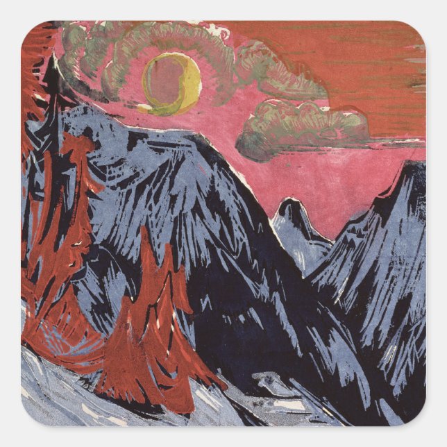 Mountains in Winter, 1919 Square Sticker (Front)