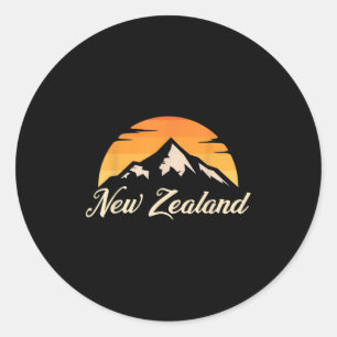 Mountains Kiwi Rugby Lover Gift New Zealand  Classic Round Sticker