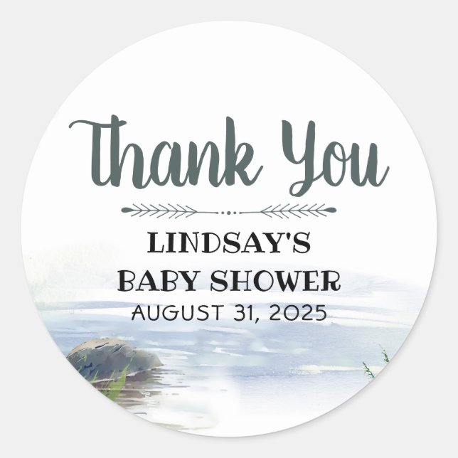 Mountains Lake Adventure Thank You Classic Round Sticker (Front)