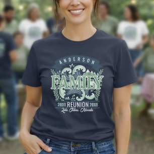 Mountains Lake Family Reunion Motif dk ID1317 Tri-Blend Shirt