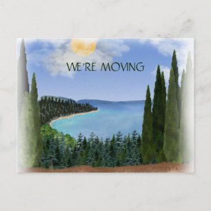 Mountains Lake Forest Watercolor Change Address  Announcement Postcard