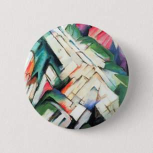 Mountains (Landscape) by Franz Marc, Vintage Art 6 Cm Round Badge