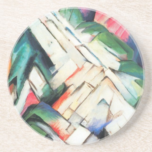Mountains (Landscape) by Franz Marc, Vintage Art Coaster (Front)