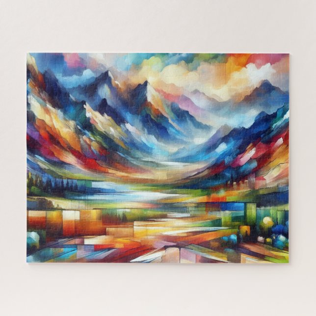 Mountains Landscape Painting AI Generated Art Jigsaw Puzzle (Horizontal)