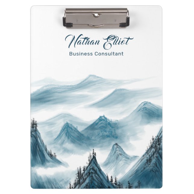 Mountains Landscape Painting Quote Add Your Name   Clipboard (Front)