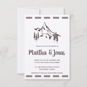 Mountains Landscape & Tribal Motifs Wedding Design Invitation