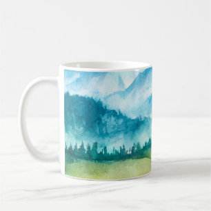 Mountains landscape. Watercolor illustration. Coffee Mug