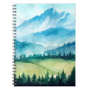 Mountains landscape. Watercolor illustration. Notebook