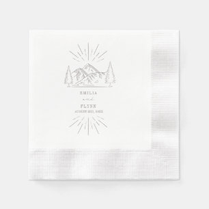 Mountains Line Art Amethyst Wedding Napkin