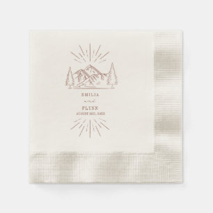 Mountains Line Art Terracotta Wedding Napkins