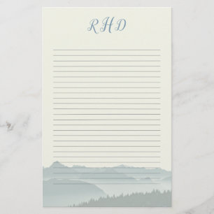 Mountains Lined Writing Paper Monogrammed