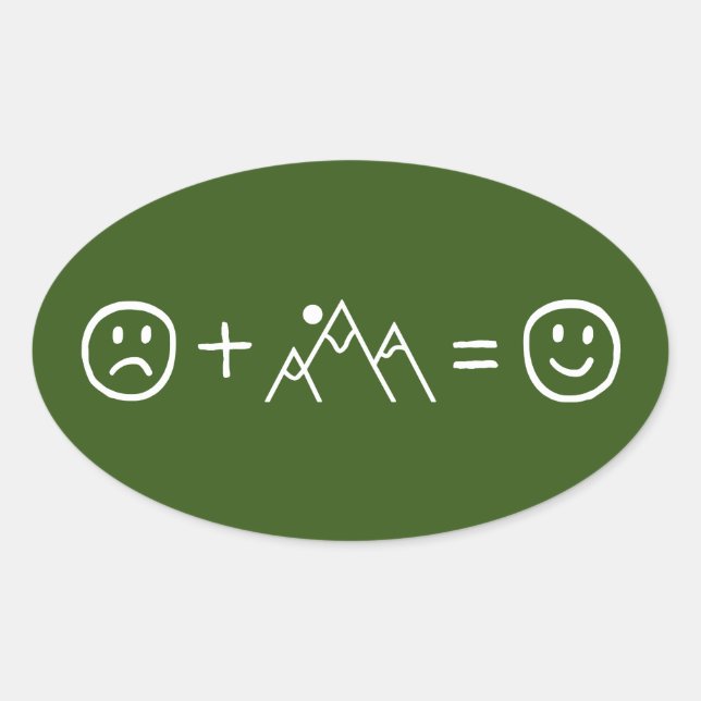 Mountains Make You Happy Oval Sticker (Front)