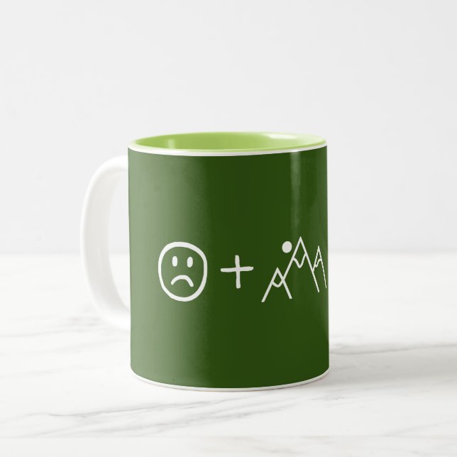 Mountains Make You Happy Two-Tone Coffee Mug (Front Left)