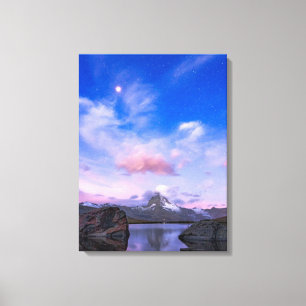 Mountains   Matterhorn & Lake Stellisee Canvas Print
