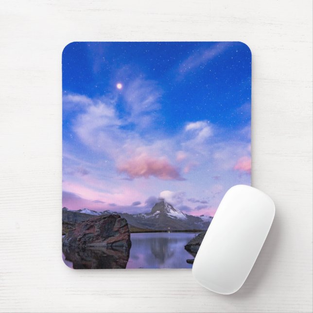 Mountains | Matterhorn & Lake Stellisee Mouse Mat (With Mouse)