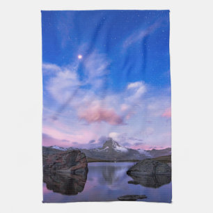 Mountains Matterhorn & Lake Stellisee Tea Towel