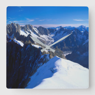 Mountains Mont Blanc, European Alps Square Wall Clock